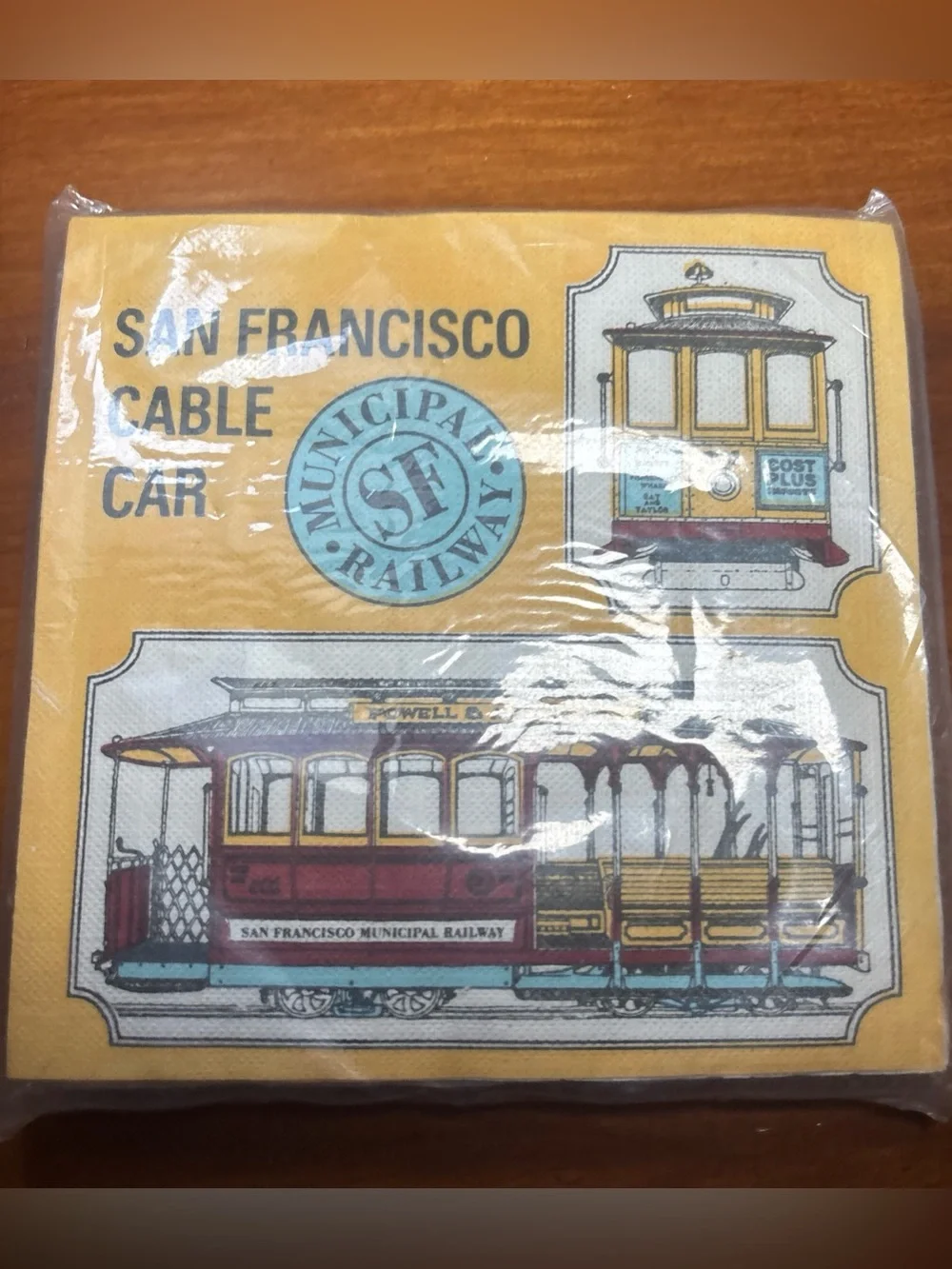 Vintage 1960s San Francisco Cable Car Municipal Railway Cocktail Napkins 24